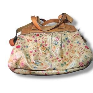 $329 Patricia Nash Prairie Rose Leather Satchel Floral Handbag Italian Leather